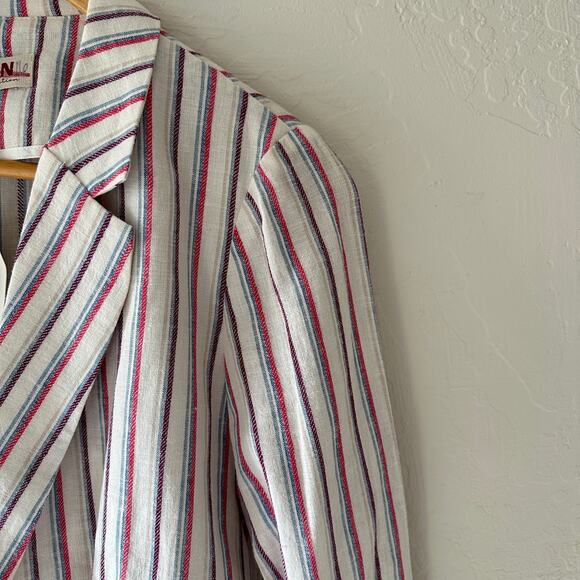 DOLAN | Anthropologie Double-Breasted Linen Stripe Blazer $128 NEW XS Academia - Picture 3 of 11